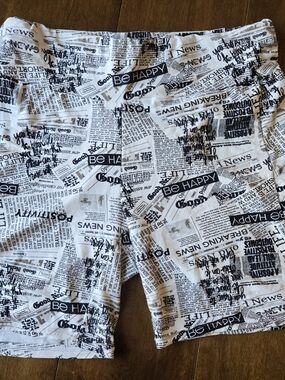 Lit 26 Newspaper Print Graphic Shorts Be Happy XL Streetwear